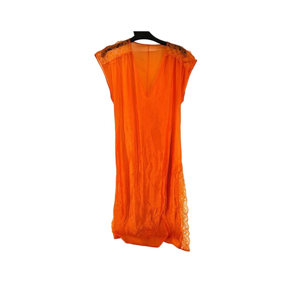 Sheer Orange Nightgown Triko Bella Vintage Size Small Slip Dress